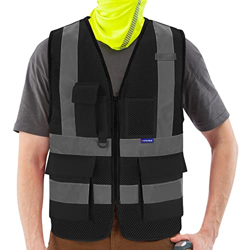 A-SAFETY XSmall Black safety vest xs (Black Mesh XS) - color: Black Mesh, size: X-Small