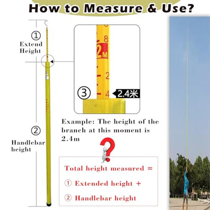 Telescoping Measuring Rod 35ft/10m - Insulated Epoxy Tower Ruler for Accurate Tree Height Measurement, Adjustable 25/30/50ft, Durable Power Measuring Stick (Yellow) - color: 18m/59ft, size: Yellow