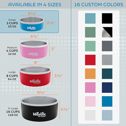 Master Pet Supply Stainless Steel Dog Bowls - 25 oz, Heavy Duty - Crimson Flame, Double Wall Extra-Thick Insulated, Non-Slip Pet Water Bowl for Dogs, Cats & Pets, Anti Rust Metal, Dish Washer Safe - color: Crimson Flame, size: 3 Cups (25 oz)