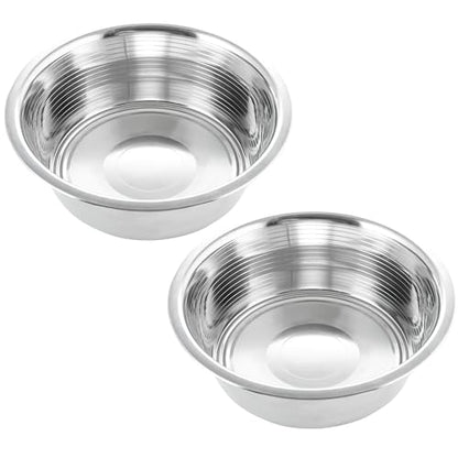 Pet Feeder Stainless Steel Dog Bowls Replacement 2-Pack Food Bowl, 7.5" Wide, 2.7" Height Water Metal Bowls for Raised Feeder with Opening 7"-7.4" - color: Double Pack, size: 5 cup (Standard)