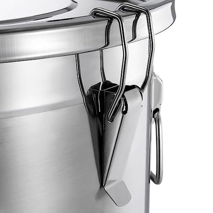 DYNAMI 12.7Gal 304 Stainless Steel Rice Storage Container,Extra Large Food Grade Canister,40-90Lbs Sealed Rice Bucket with Airtight Lid and Locking Buckle,for Rice, Flour, Grain (48L)