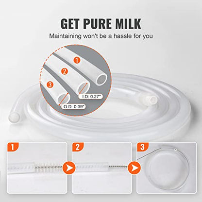 Happybuy Goat Milking Machine, Food-Grade Silicone Cups and Tubes, Portable, 12L 304 Stainless Steel Bucket, Adjustable Suction for Cows and Sheep, Electric Pulsation Automatic Vacuum Milker