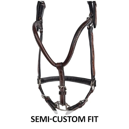Schneiders Double S Tooled Leaf Padded Leather Ranch Halter for Horses | Elegant Design & Custom Fit for Your Horse - size: Small Horse