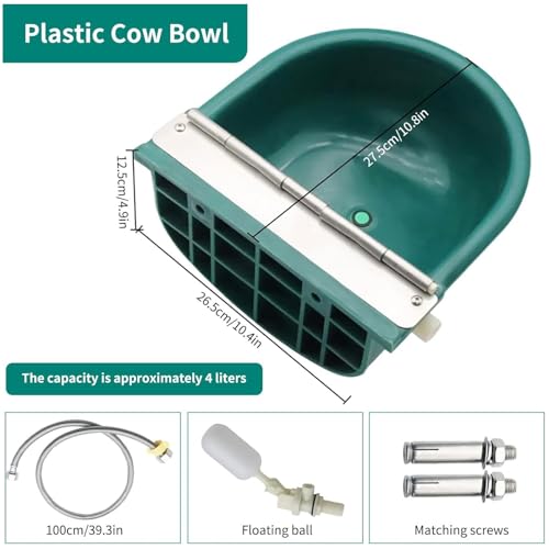 banapoy Automatic Water Bowl, Livestock Waterer with Built in Sensor and Floating Valve for Cattle Dog Goat Sheep, Plastic Outdoor Animal Drinking Bowl