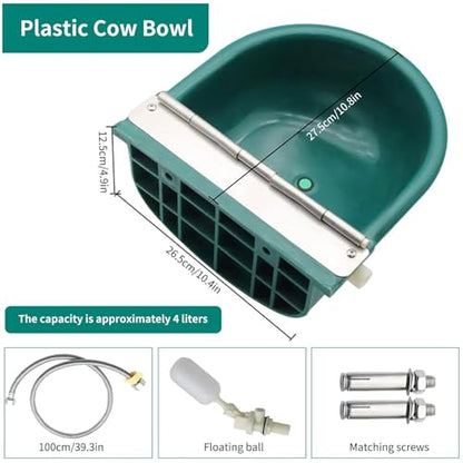 banapoy Automatic Water Bowl, Livestock Waterer with Built in Sensor and Floating Valve for Cattle Dog Goat Sheep, Plastic Outdoor Animal Drinking Bowl