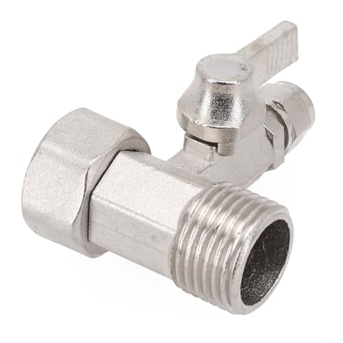 RO Water Feed Adapter 1/2 Inch to 1/4 Inch with Shut-off Ball Valve Tap Tee Chrome-Plated All Metal Lead-Free Brass for Reverse Osmosis System Plumbing Fixtures