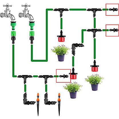1/4" Drip Irrigation End Plug Fittings, 60 Pieces Drip Barbed End Cap Connectors for 1/4 Inch Irrigation Tubing, Drip Line Goof Plugs for Garden Lawn Systems - size: 4/7mm End Plugs-60P