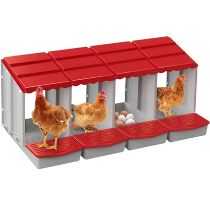Chicken Nesting Boxes,4 Hole Nesting Box for Chicken Coop, Rolling Egg Collection and Protection Nesting Boxes - size: 4 Compartment