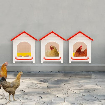 3 Pieces Chicken Nesting Boxes, Wall Mounted/Freestanding Laying Boxes for Hens Plastic Nesting Box for Chicken Coop, Small Farm, 15.1" L x 12" W x 17.3" H, Red