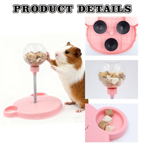 Small Animal Treat Dispenser, Guinea Pig Enrichment Toys with Spring and Base, Foraging Feeding Toys for Rabbit, Guinea Pig, Chinchilla, Rat and Other Small Animals