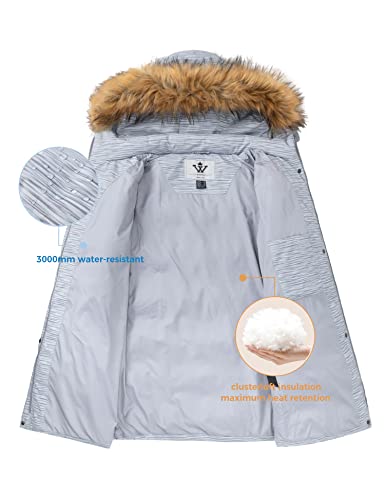 WenVen Women's Winter Thicken Puffer Coat Warm Jacket with Faux Fur Removable Hood - color: Charcoal Heather, size: X-Large