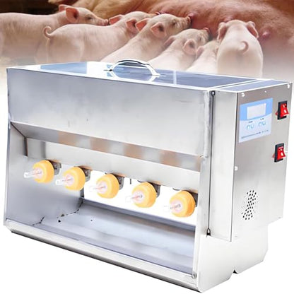 Multifunctional Piglet Milk Feeding Machine, Automatic Constant Temperature Stainless Steel Feeder with 10/14 Nipples and Sound for Lambs, Calves, and Piglets 15L - size: 15L