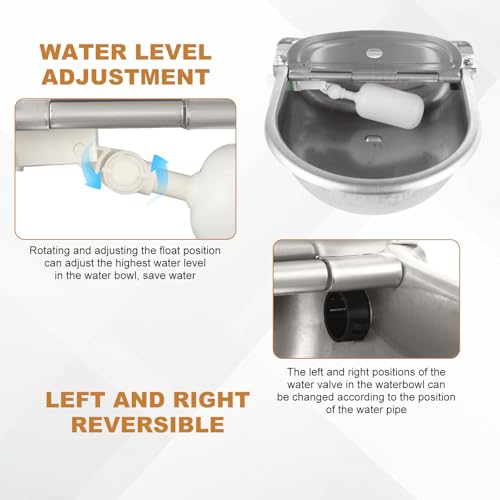YAYODS Automatic Dog Water Bowl Dispenser with Float Valve, Stainless Steel Auto Self Filling Animal Waterer Feeder for Outdoor Livestock, Chicken, Cow, Horse