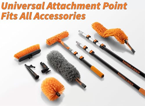 25 Foot Exterior House Cleaning Brush Set with 5-18 ft Extension Pole // Vinyl Siding Brushes with Telescopic Extendable Pole & Window Cleaning Squeegee Tool // The Ultimate Extension Scrub Brush Set - size: 18 feet