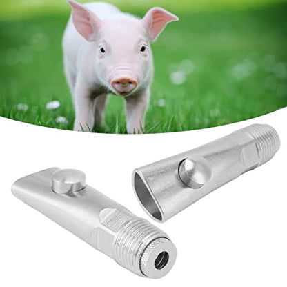 2PCS Stainless Steel Automatic Pig Nipple Water Drinker Feeders, Pig Nipple Waterer, Hog Nipple Waterer, Heavy Duty Water Drinker Feeder Watering Nipples for Piglets, Sows Drinking(#1)