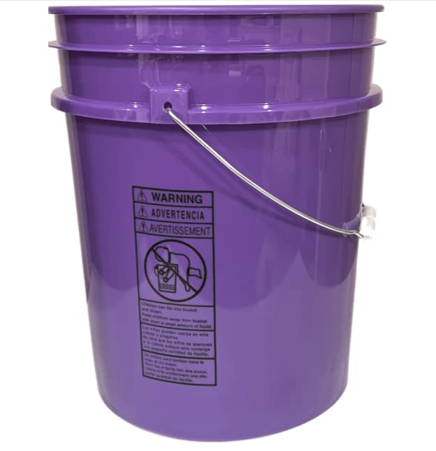 House Naturals 5 Gallon Purple Food Grade BPA Free, Made in USA Plastic Bucket with Screw On Airtight lid, (Pack of 3) (Purple Buckets with Scarlet Red lids) - color: Purple Buckets With Red Gamma