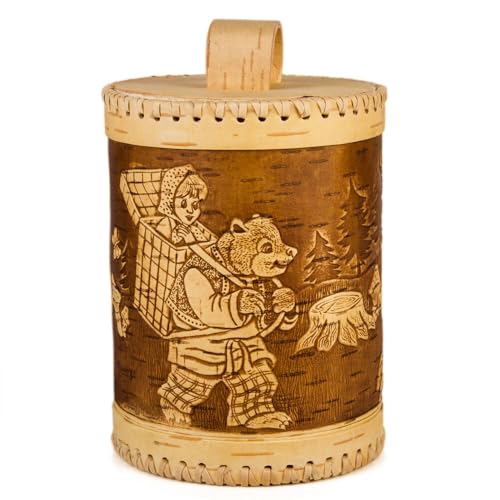 STP GOODS Birch Bark Container, Storage container, Kitchen Container Money to the House Birch Bark (Fairytale Design) - color: Fairytale Design