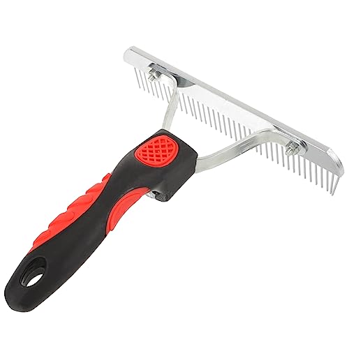 Milisten Durable Horse Hair Grooming Comb with Ergonomic Rubber Handle Rust Resistant Metal Cleaning Rake for Shedding and Dirt Removal Non Slip Design for Comfortable Use Horse Grooming