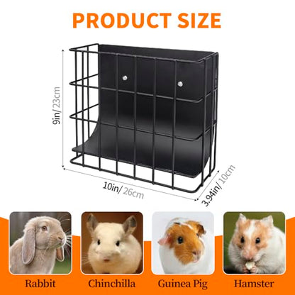 BESNEW Large Rabbit Hay Feeder,Upgraded Metal Guinea Pig Hay Feeder Hay-Leak Proof Bottom,Easy to Install,Bunny Supplies for Rabbit Guinea Pig Chinchilla Small Animals - color: Black, size: 10in feeder