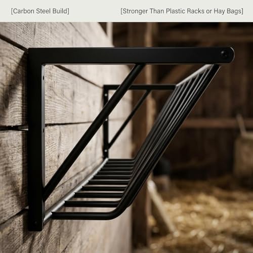 67 Gallon Heavy Duty Wall Mounted Hay Feeder, 63'' Long Hay Feeder for Horses, Easy Install, for Sheep, Livestock Feeders Hanging Indoor/Outdoor