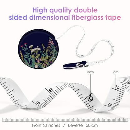 Sewing Tape Measure，Colour Printed Small Retractable Soft Measuring Tape for Tailor Cloth Fabric Body Measurements. - color: Black Flower