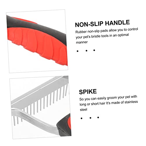 GARVALON Horse Grooming Tool Rubber Handle Rake with Fine Metal Teeth for Mud and Shedding Removal Durable Comfortable Massage Comb for Large Horses and Livestock Cleaning