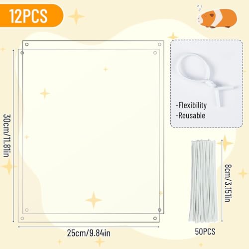 PETKNOWS 12 Pack Pet Cage Liner Protection Rabbit Cage Urine Guard Clear Cage Edge Liner Guinea Pig Side Lining Habitat Siding Cage Accessories, 11.8 inches x 9.8 inches Bedding Litter - color: Transparent, size: 30X25 CM