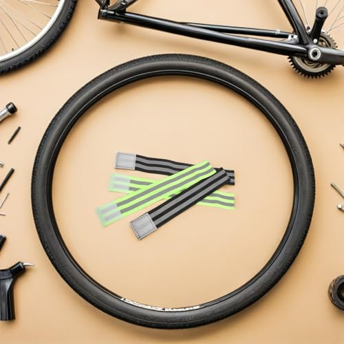 SHERCHPRY 8pcs Reflective Cycling Pant Leg Bands with Elastic Straps, Adjustable 35-50cm, High Visibility Safety Gear for Night Riding and Running