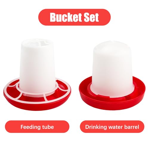 Chicken Feeder and Waterer Set, Chick Poultry Feeding Equipment Kit Automatic Feeding and Watering for Baby Turkey Guinea Fowl Quail Pigeons Ducks(0.35Lbs + 160ml)