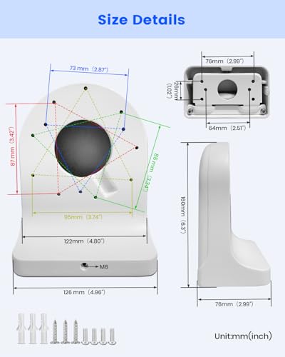 Compatible with HDW4433C-A, HDBW4431R-ZS, HDBW4431R-S, HDBW4431R-AS and Related Series, Waterproof Wall Mount Bracket, Aluminum Alloy Arm for IP Dome Cameras - size: Pole Bracket 1 for Dome Cam