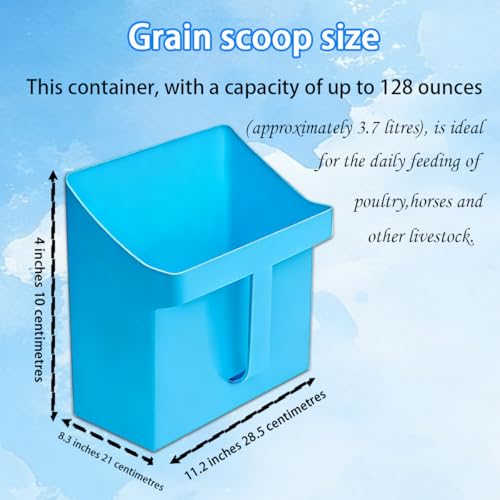 2 Pack Large Feed Scoop,128 oz Plastic Grain Scoop with Side Handle,Blue Multi Purpose Feed Scoop for Livestock,Bucket Ice Scoop Suitable for Dry Feed for Poultry,Horses Other Livestock Animals