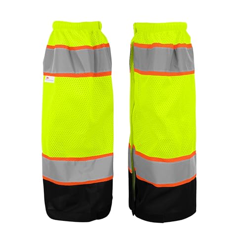 GGS Leg Gaiters - High Visibility Mesh with Reflective Tape, Lightweight Safety Gear for Hunting, Construction/Roadwork, Outdoor Projects, Universal Fit, Yellow/Green - color: High-visibility Yellow/Green, style: Mesh Polyester