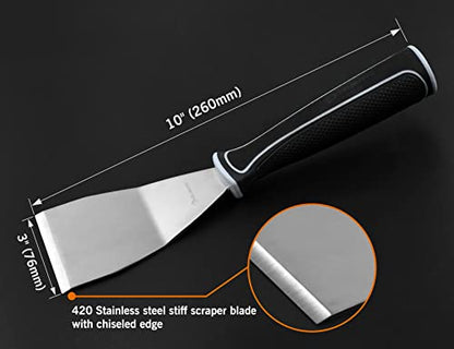 ROLLINGDOG 3 Inch Pole Scraper - Stainless Steel Bent Blade With Anti-Slip Rubber Handle, Heavy Duty Paint Remover Scraper Tool - color: 1pc Paint Scraper