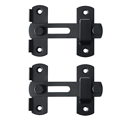 Alise 2 Pcs Flip Latch Gate Latches, 4 inch Heavy Duty Stainless Steel Door Latch,Safety Gate Hardware for Barn Wood Fence Sliding French Doors,Matte Black Finish MS9001B-2P - color: Black, size: Medium size-2p