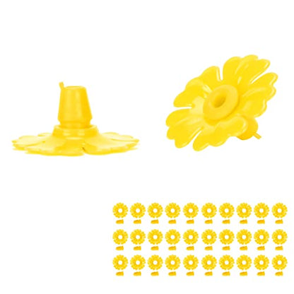 Hyuduo 30-Piece Hummingbird Feeder Replacement FlowersYellow Nectar Feeding Ports for Outdoor Hummingbird Feeders, Compatible with Glass Plastic Hummingbird Feeders - color: Yellow