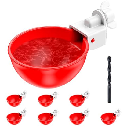 ZenxyHoC Chicken Waterer Cups, 8 Pack Automatic DIY Chicken Water Bowl with 3/8'' Hole Saw for Bucket, Trough - Poultry Drinking Valve, Easy Install - size: 8 Pack