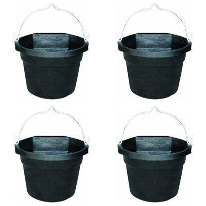 Farm Innovators Rubber 3 Gallon Flat Back Heated Bucket with Metal Handle, Built in Thermostat, and Concealed Heating Element, 70 Watt (4 Pack) - color: 3 Gallon, size: 4 Pack