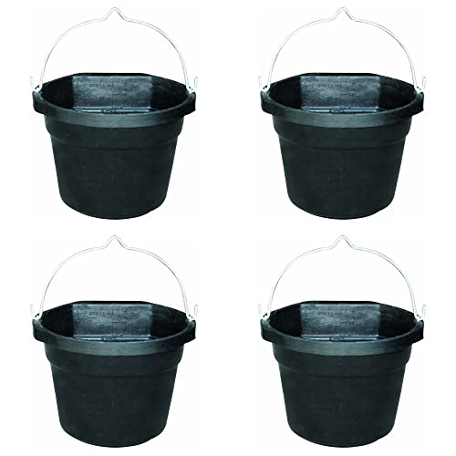 Farm Innovators Rubber 3 Gallon Flat Back Heated Bucket with Metal Handle, Built in Thermostat, and Concealed Heating Element, 70 Watt (4 Pack) - color: 3 Gallon, size: 4 Pack