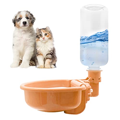 VANNON 16oz Pet Water Bottle, Gravity Dog Water Bowl Dispenser for Cage, Anti-Overflow Water Dispenser for Small Dogs, Cats, Rabbits and Other Small Animals, BPA Free, Orange - color: C-Orange, size: 16oz