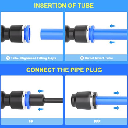 TAILONZ PNEUMATIC 3/8 Inch od Push to Connect Fittings Pneumatic Fittings Kit 5 Spliters+5 Elbows+5 tee+5 Straight+5 PPF+5 PP (30 pcs) - size: 3/8" OD