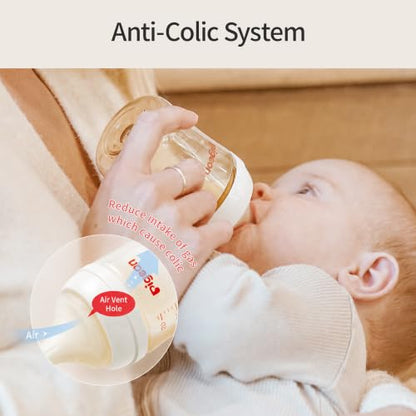Pigeon PPSU Nursing Baby Bottle Wide Neck, Anti-Colic, Streamlined Body, Natural Feel, Easy to Clean, 8 Oz (Pack of 2), Includes 2pcs M Nipples (3m+) - color: 8 Oz, 2 Packs