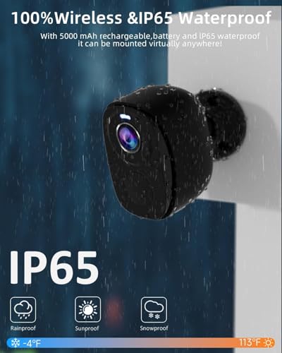 ELECCTV 5G/2.4G WiFi Security Cameras Wireless Outdoor, 2K 5G Security Camera with AI Motion Detection, Color Night Vision, Siren, IP65, 2-Way-Audio, Support Alexa&Google Assistant, Cloud/SD (4) - color: Black