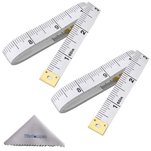 Wisdompro 2 Packs 60-Inch(150cm) Soft Tape Measure for Sewing Tailor Cloth, Body Measurement(Indexed in Metric and Standard Units) - White - color: 60 Inch, 2 Packs White