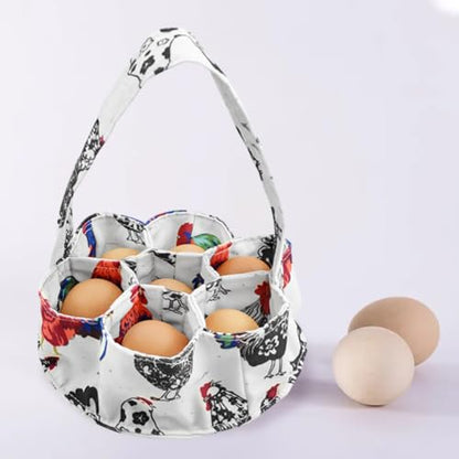 Egg Collecting Basket with 7 Pouches,Canvas Gathering Bag Egg Collecting Bags for Farmhouse Chicken Hen Duck Goose Housewife Garden Transporting Storage(SIZE:7.8x2.7 inch)