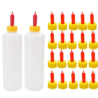 Goat Nipple and Bottles Set, 25 Pieces Small Animal Milk Drink Pritchard Nipple 2 Pieces 400 ml Lamb Feeding Bottle Kit for Feeding Sheep Goat Lamb Puppy (White 25) - color: White 25