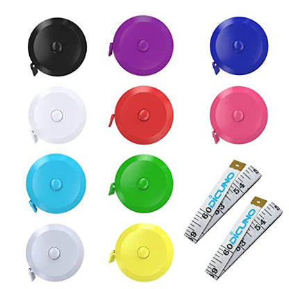 DiCUNO 60-Inch 1.5 Meter Soft and Retractable Tape Body Tailor Sewing Craft Cloth Dieting Measuring Tape (10 Colors Package) - color: 10 Colors