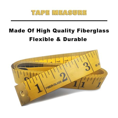 3 Pack Tape Measure Body Measuring Tape, Soft Measuring Tape for Body Weight Loss Sewing Cloth Measurement, 60 Inch Double Scale Tailor Ruler for Medical Measurement Nursing Craft (Yellow) - color: Yellow