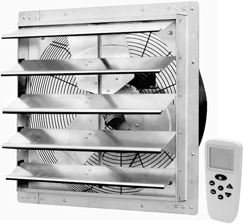 iLiving 18" Shutter Exhaust Fan with Wireless Smart Remote Controlled Thermostat and Humidity, Variable Speed Wall Mounted Attic Vent Fan, Chicken Coop Ventilation, 1736 CFM, 2600 SQF Coverage Area - size: 18 inches
