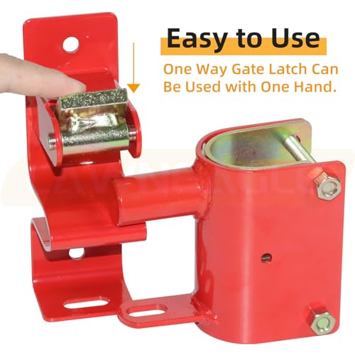 Red One Way Gate Latch – Heavy Duty Farm Gate Latch | Fits Round Tube Gates with 1-5/8" to 2" Tubes – 1-Way Latch with 4-Digit Combination Lock, Ideal for Farms & Pastures - color: 1 Pack Red One Way Gate Latch