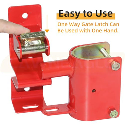 Red One Way Gate Latch – Heavy Duty Farm Gate Latch | Fits Round Tube Gates with 1-5/8" to 2" Tubes – 1-Way Latch with 4-Digit Combination Lock, Ideal for Farms & Pastures - color: 1 Pack Red One Way Gate Latch